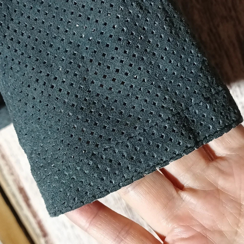 Ecru suede perforated fitted snap bluish gray soft pliable western street wear s - Picture 9 of 16